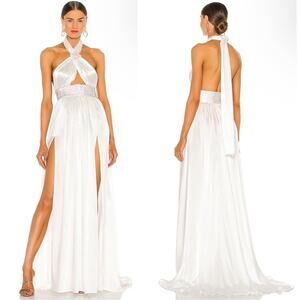 NWT Bronx and Banco Eva White Bridal Halter Neck Maxi Gown Size Medium
